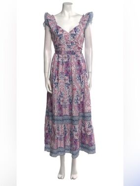 Caroline Constas Pink and Blue Boho Maxi Dress